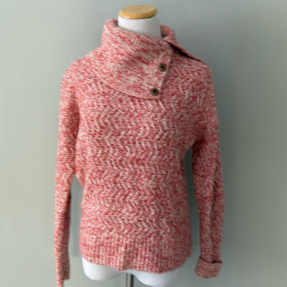 Banana Republic red and white snap up turtleneck sweater- size medium
